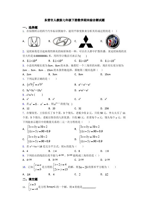 东营市人教版七年级下册数学期末综合测试题