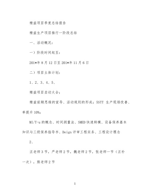 精益项目季度总结报告