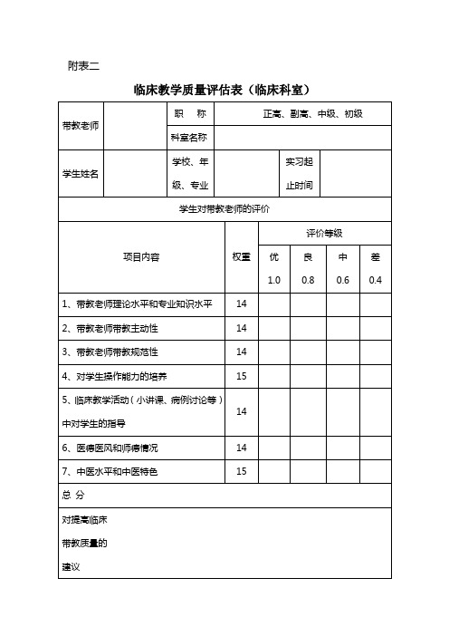 教学反馈表