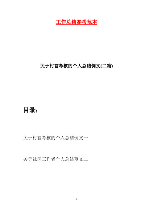 关于村官考核的个人总结例文(二篇)