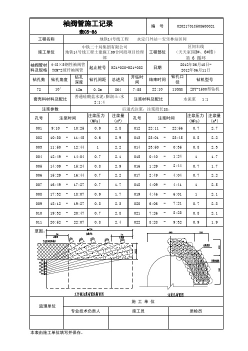 袖阀管施工记录