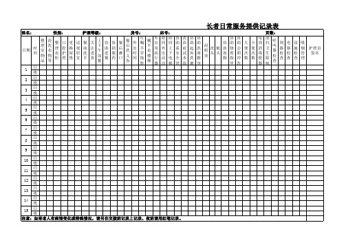 日护理工作完成记录表