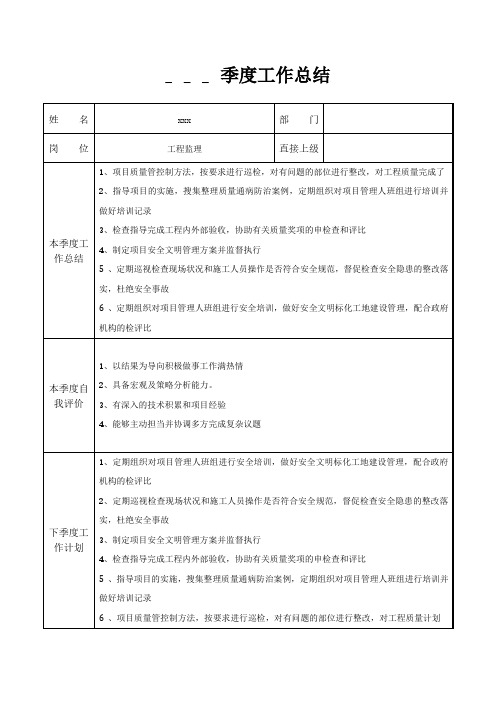 工程监理季度工作总结