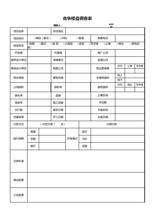 房地产市调表格