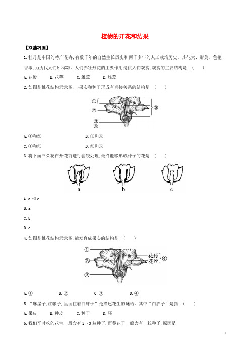 七年级生物上册3.5.5植物的开花和结果同步课时达标练习苏教版