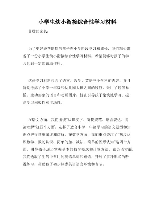 小学生幼小衔接综合性学习材料