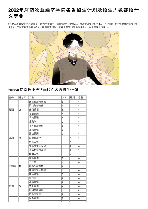 2022年河南牧业经济学院各省招生计划及招生人数都招什么专业