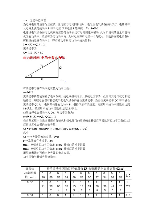 无功补偿的原理及计算