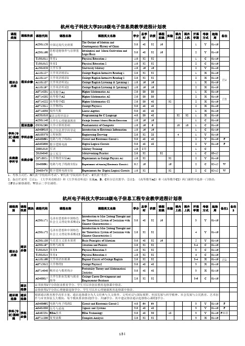 2018级电子信息工程专业教学进程计划表