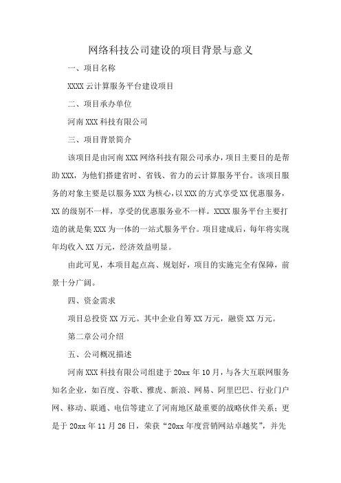 网络科技公司建设的项目背景与意义