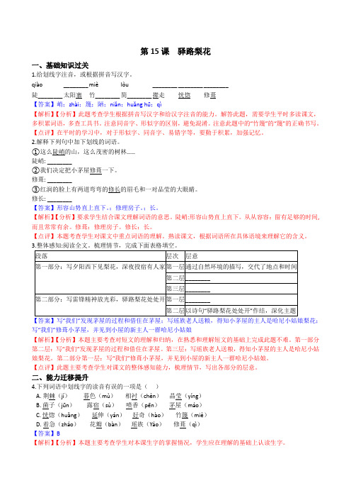 2022年部编版语文《驿路梨花》同步练习(附详解)