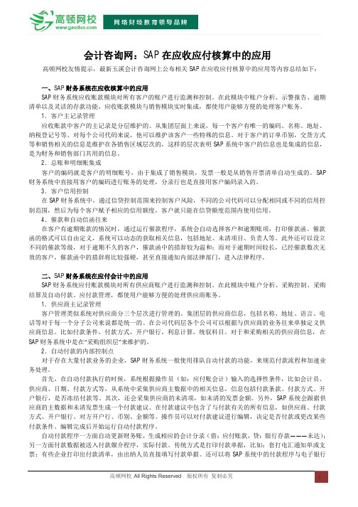 SAP在应收应付核算中的应用