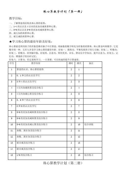 珠心算教学计划册