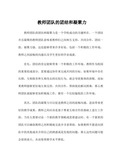 教师团队的团结和凝聚力