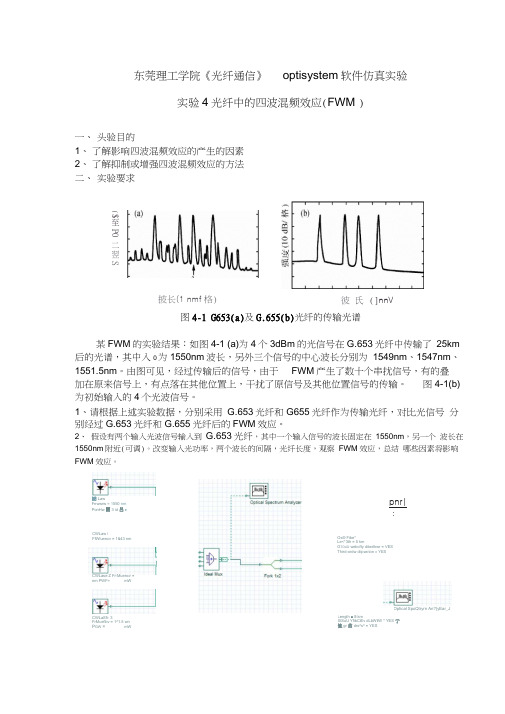 《光纤通信》实验4光纤中的四波混频效应