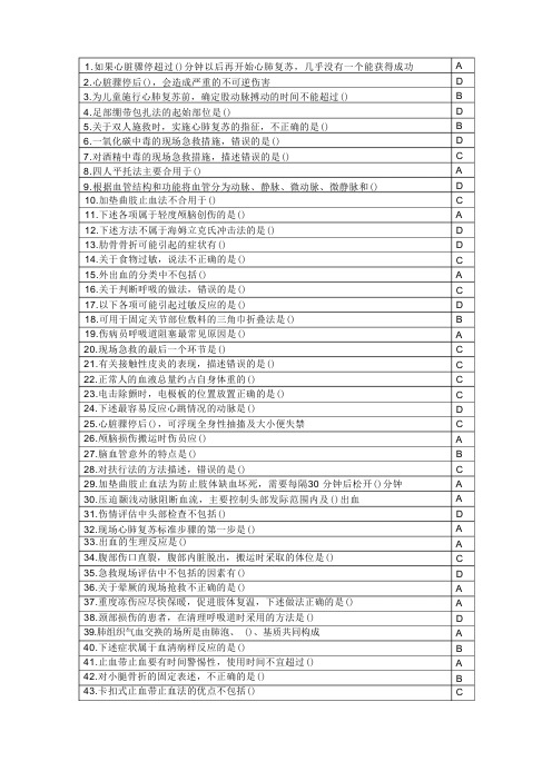 2022年公共课程《实用急救技术》试题答案