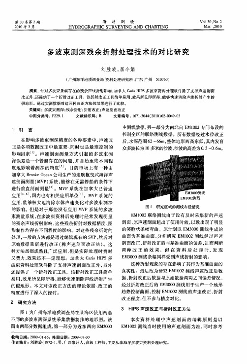 多波束测深残余折射处理技术的对比研究