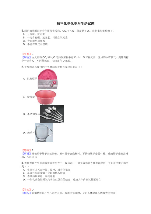 初三化学化学与生活试题
