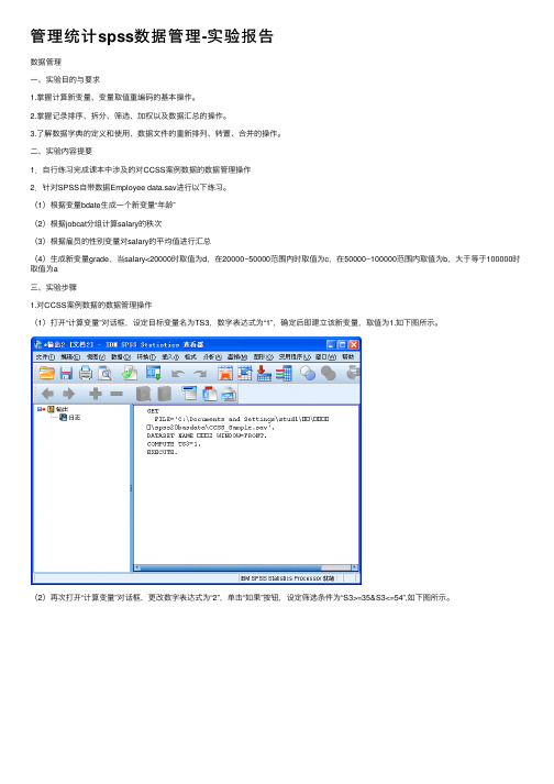 管理统计spss数据管理-实验报告