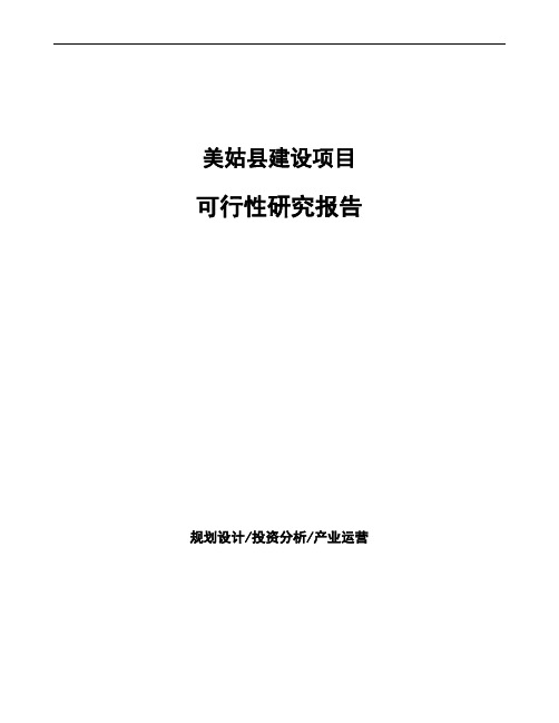 美姑县投资建设项目可行性研究报告如何编写(模板)