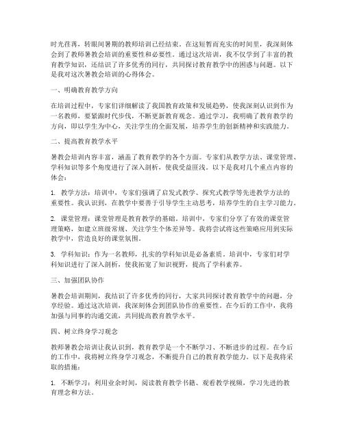 教师暑教会培训心得体会