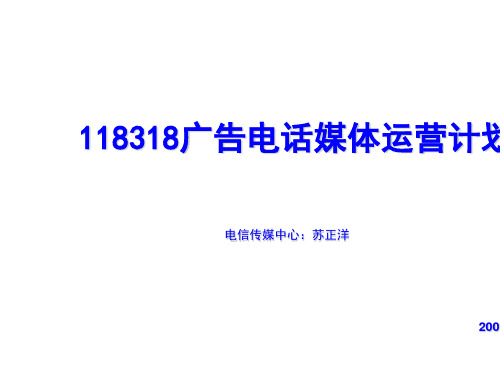 中国电信118318广告电话媒体运营计划PPT课件( 27页)