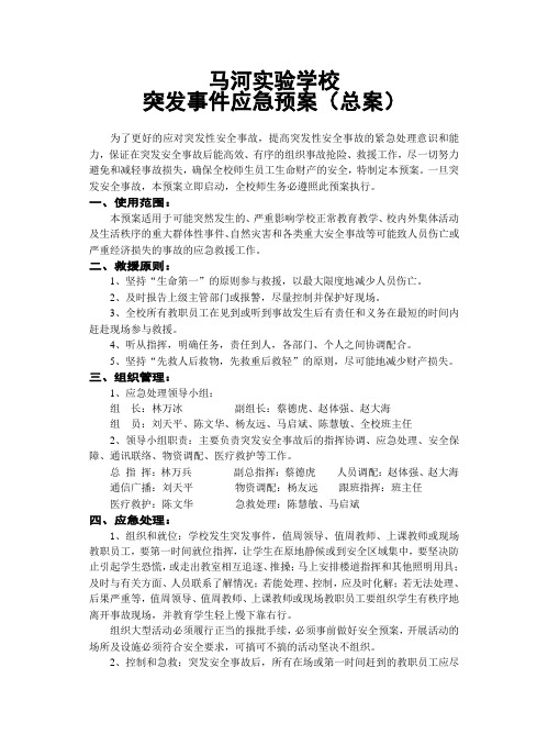 突发事件应急预案 (总案)