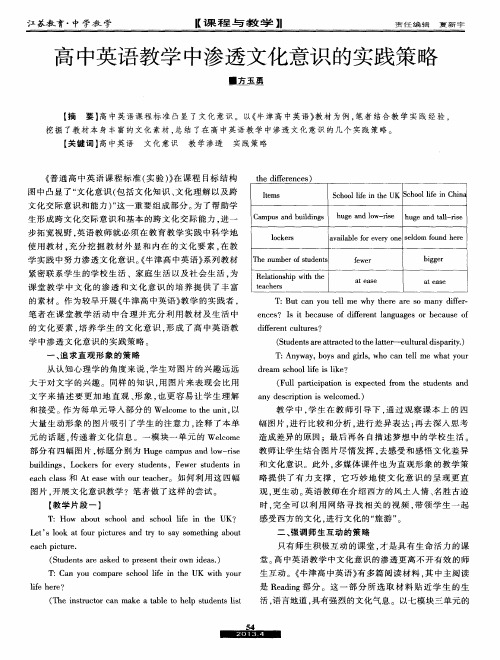 高中英语教学中渗透文化意识的实践策略