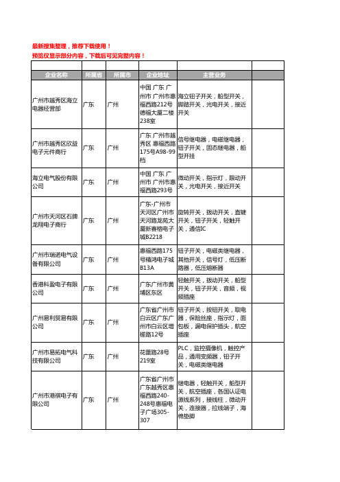 新版广东省广州钮子开关工商企业公司商家名录名单联系方式大全35家