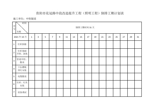 倒排工期计划表