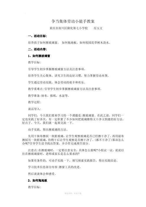 争当集体劳动小能手教案(综合实践)