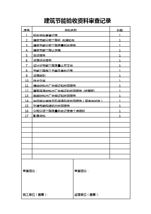 建筑节能验收资料审查记录