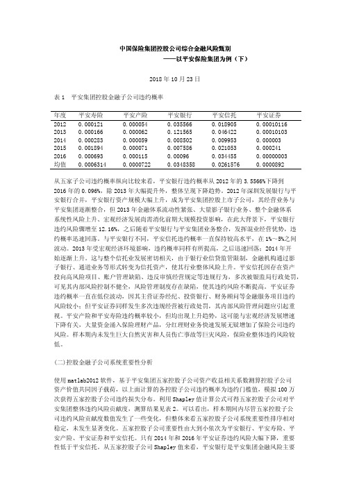 中国保险集团控股公司综合金融风险甄别——以平安保险集团为例(下)