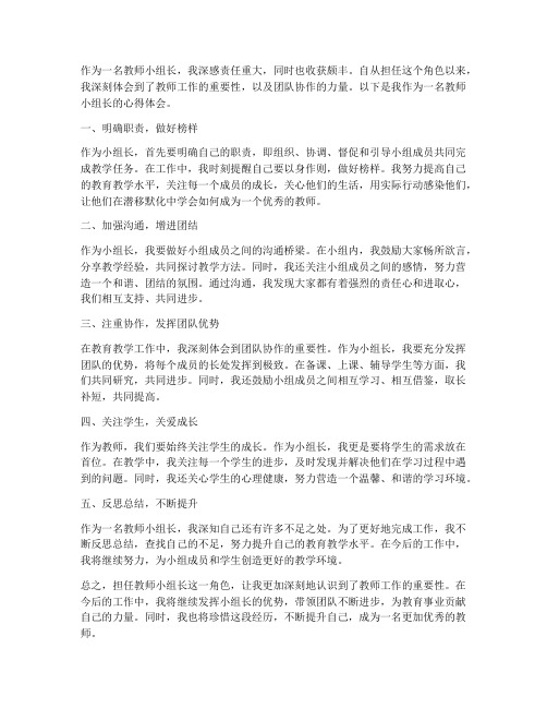 教师小组长的心得体会