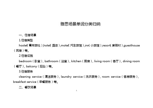 雅思场景单词分类归纳