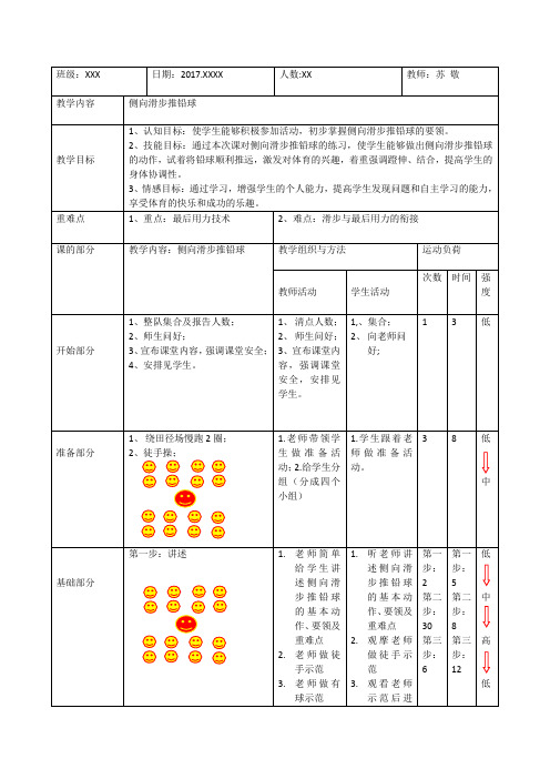 侧向滑步推铅球教案