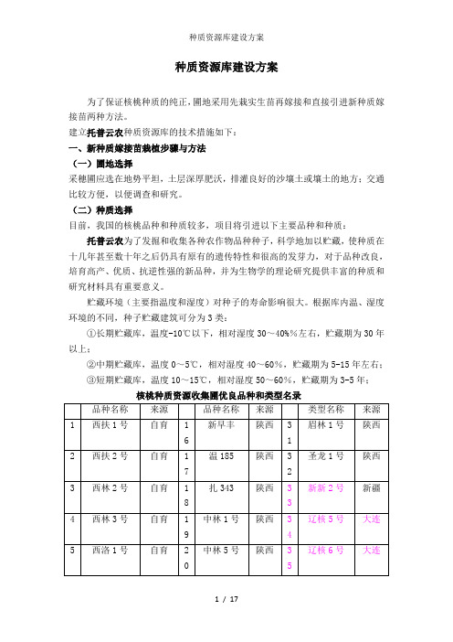 种质资源库建设方案