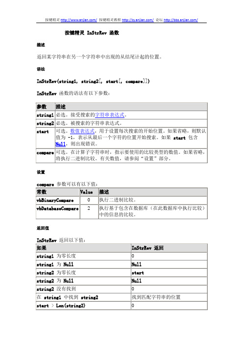 按键精灵 InStrRev 函数