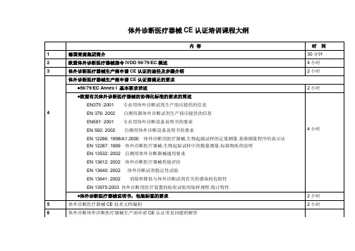 体外诊断医疗器械CE认证培训课程大纲