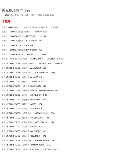 国际机场三字代码