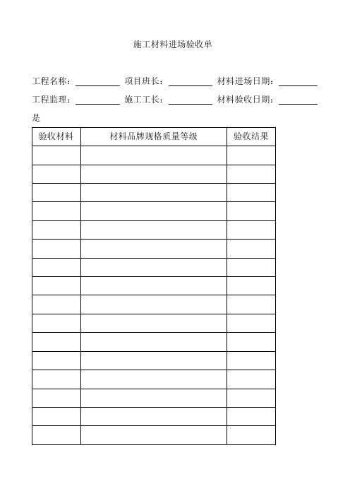 施工材料进场验收单