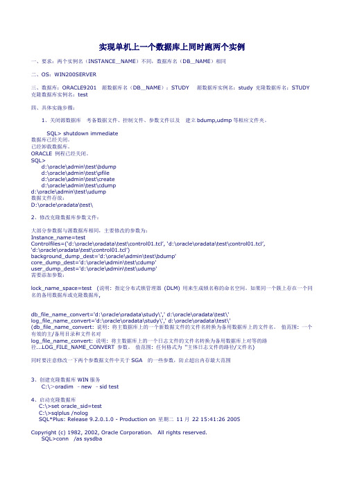 实现单机上一个数据库上同时跑两个实例