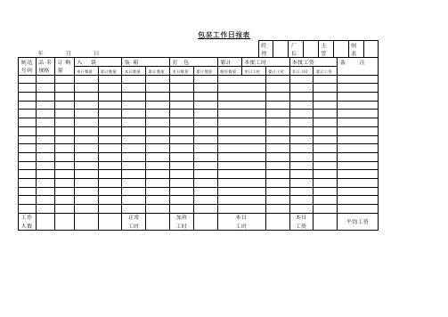 包装工作日报表