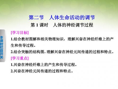高二生物苏教版必修3课件:2.2.1 人体的神经调节过程