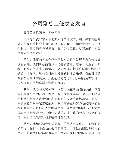 公司副总上任表态发言