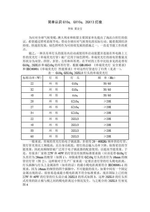 简单认识G10q, GX10q, 2GX13 灯座