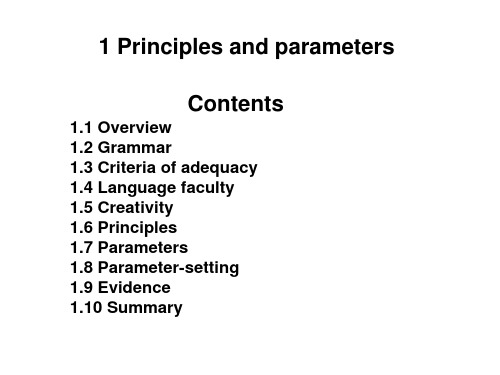 1 Principles and parameters