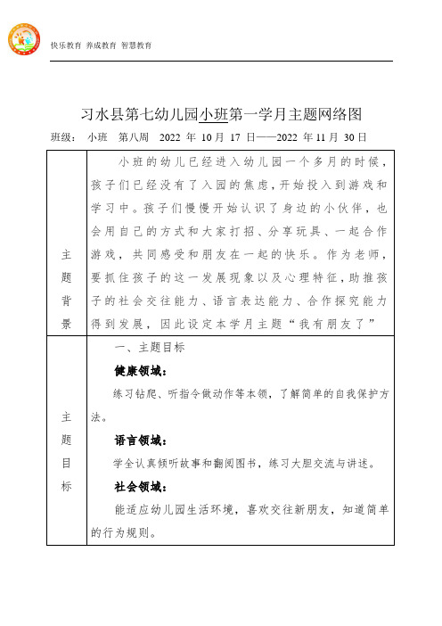 小班第二学月主题网络图