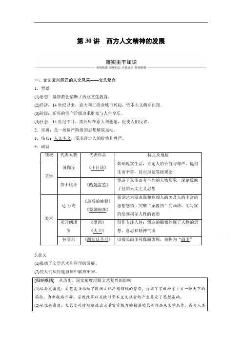 2019版历史高考一轮复习讲义：第十二单元 西方近代工业文明的前奏15~18世纪 第30讲 含答案 精品