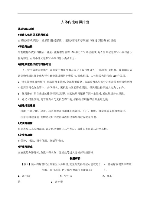 人体内废物的排出知识点汇总及复习题